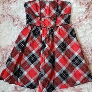 Strapless Tartan Mini Dress